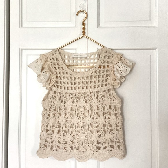 Anthro Bishop + Young Crochet Boho Crop Top - S - Picture 5 of 7